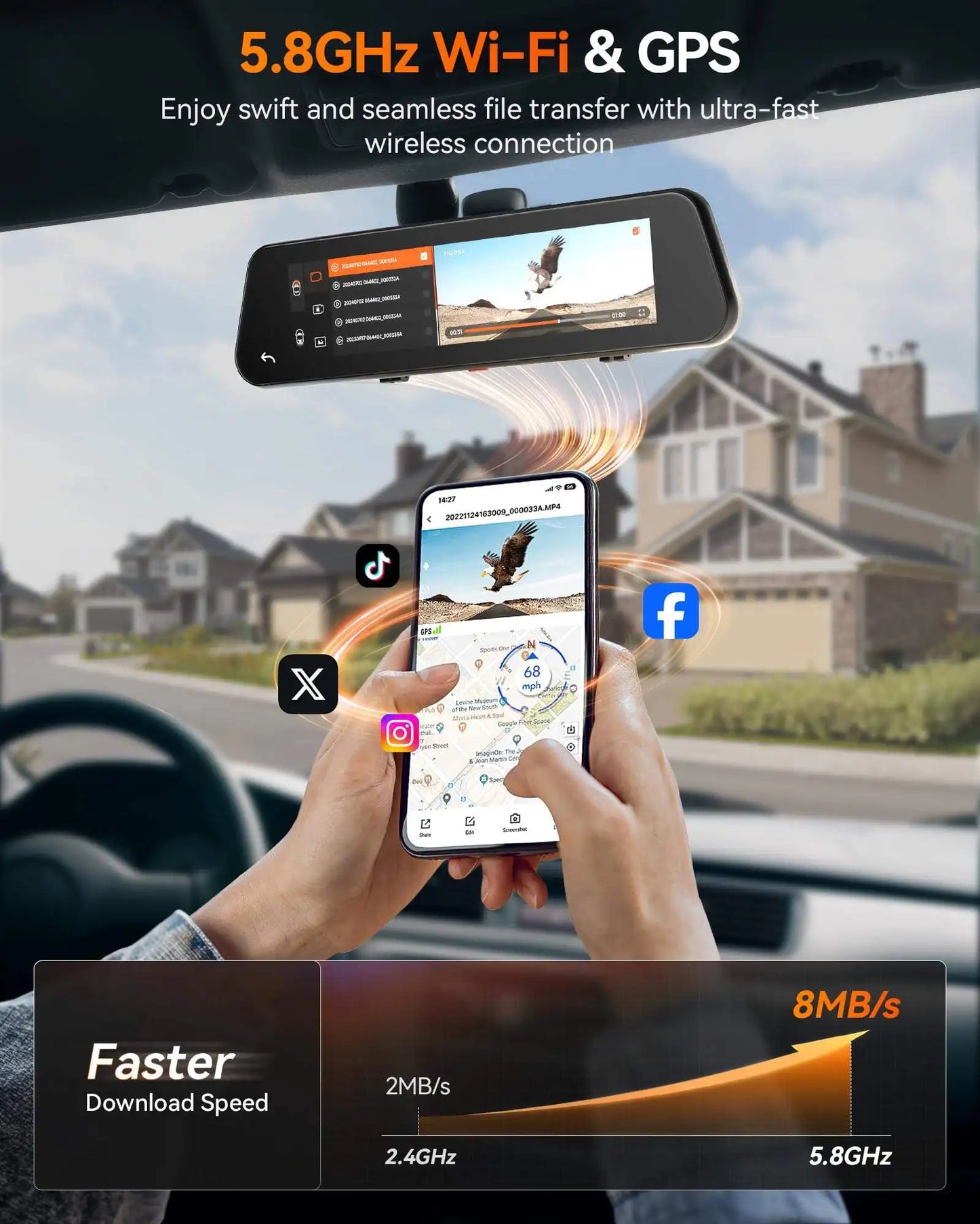 WOLFBOX G900 Tripro Bumper Version 3 Channel 4K Mirror Dash Cam