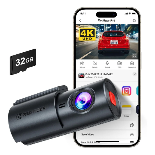 RedTiger F11 4K 1CH Wifi 32GB Dash Camera.