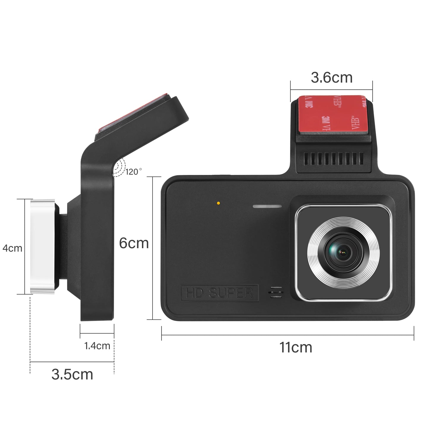 4" Dash Cam Car DVR HD 1080P Dash Camera Dual Lens