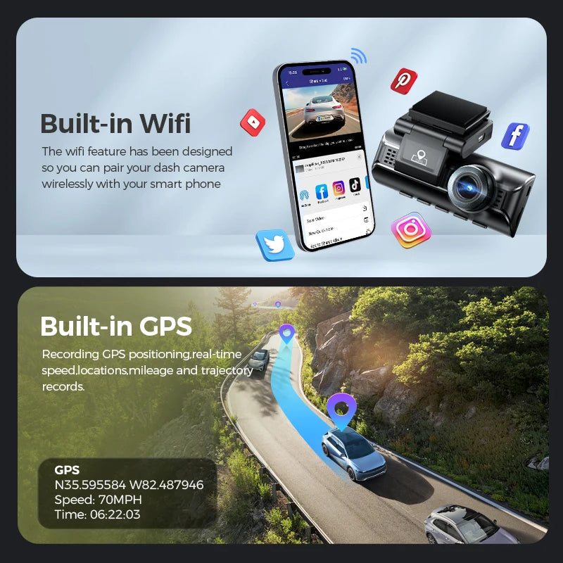AZDOME M550 Max 4K 3 Channel Dash Cam, Dual STARVIS Sensors, 4K+2.5K+1080P.