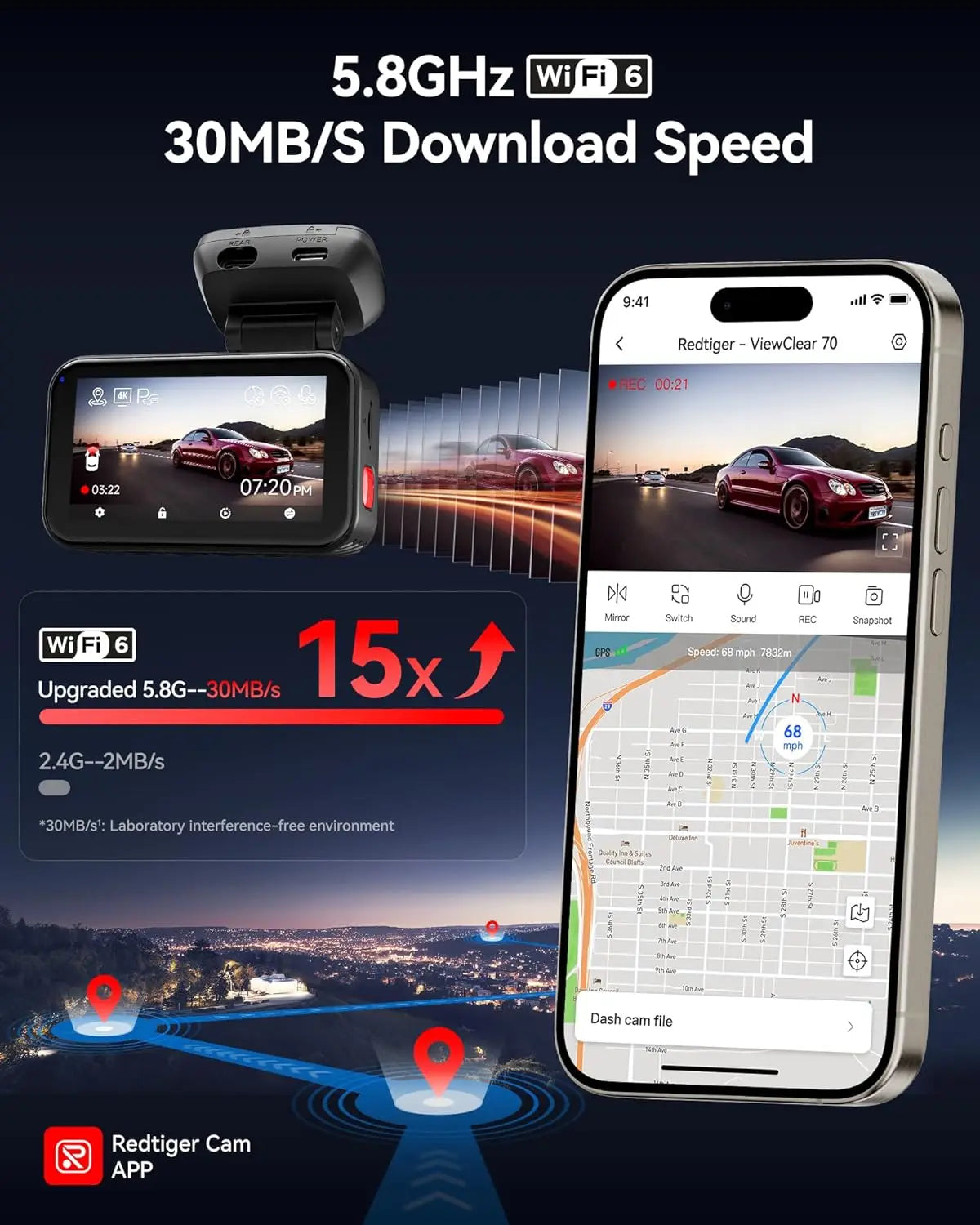 REDTIGER 4K CV70 Dash Cam Front and Rear 2.5K, STARVIS 2 IMX678 x Wondrix Dual HDR Blacklight Night Vision