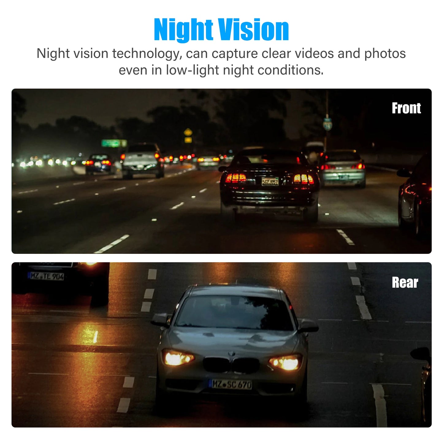 4" Dash Cam Car DVR HD 1080P Dash Camera Dual Lens