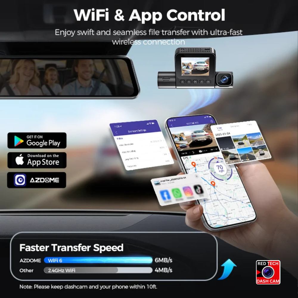 AZDOME S58 4G 3CH - Remote Live View & GPS Tracking.