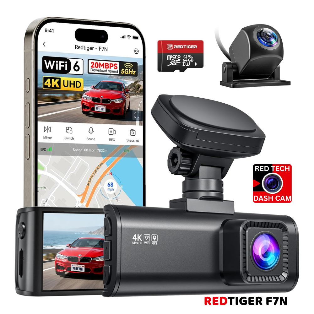Redtiger F7N 4K Front Rear Dash Cam. 64GB