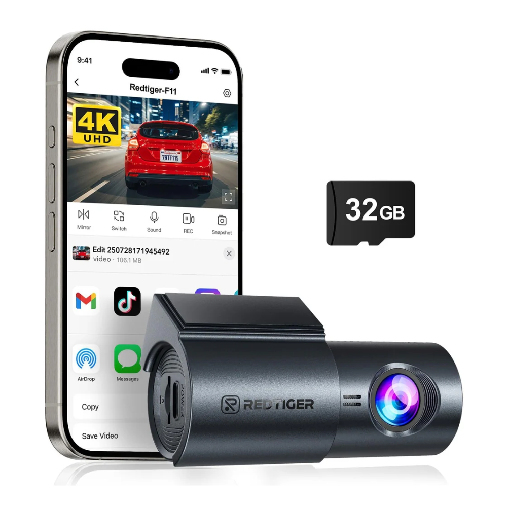 RedTiger F11 4K 1CH Wifi 32GB Dash Camera.
