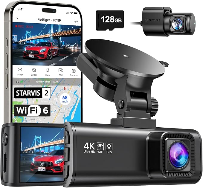 Redtiger F7NP 4K Front Rear Dash Cam 128GB